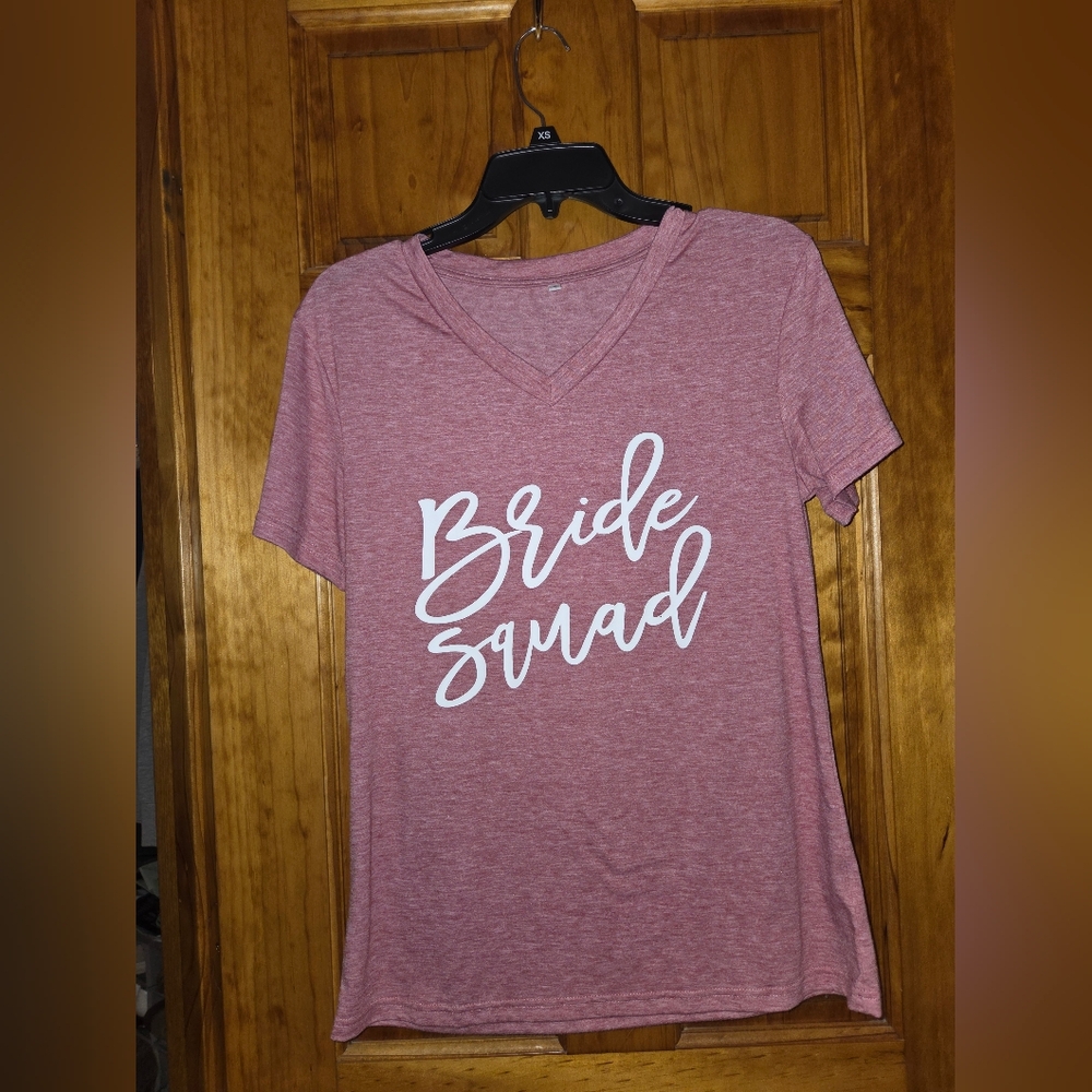 Bride Squad Pink V-Neck T-Shirt